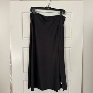 Nine West Black Satin Feel Midi Skirt with Slit